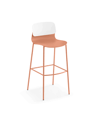 Tabouret H 76 cm coque en polypropylène et piètement métal