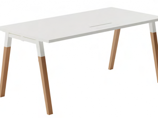 Bureau individuel scandinave blanc/bois avec obturateurs