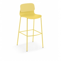 Tabouret H 63 cm coque en polypropylène et piètement métal