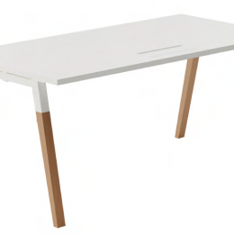 Bureau individuel scandinave blanc/bois avec obturateurs