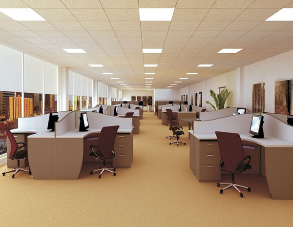 exemple dalle LED bureaux éclairage trop uniforme